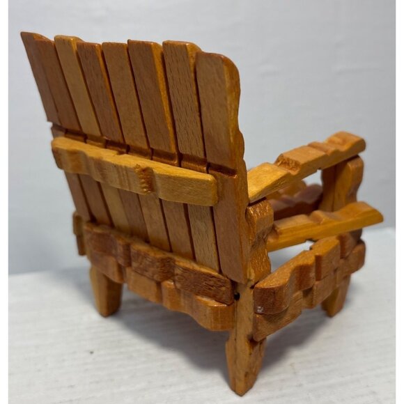 Miniature Wooden Adirondack Chair For Dollhouse Decor Clothes Pins - Picture 2 of 7